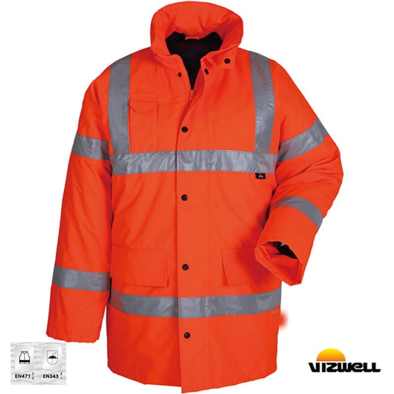Vizwell™ 300 D Oxford Reflektörlü İçi Kapitoneli Turuncu Parka (VWJK01)