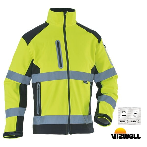 Vizwell™ Softshell Reflektörlü Sarı Mont (VWJK177)