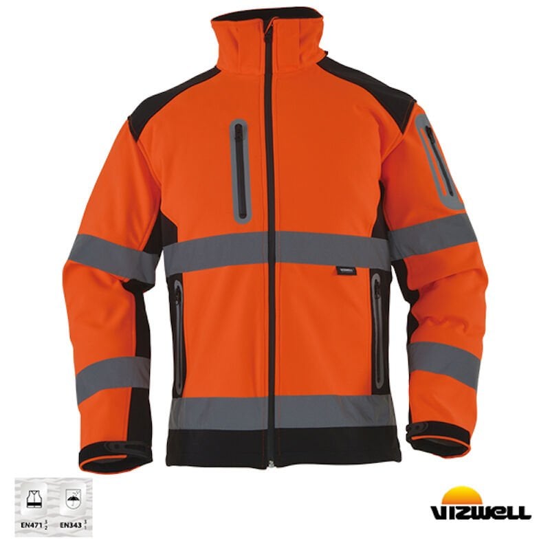 Vizwell™ Softshell Reflektörlü Turuncu Mont (VWJK177)