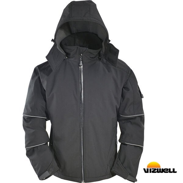 Vizwell™ Dış Mekan Softshell Siyah Model Mont (VWJK112)