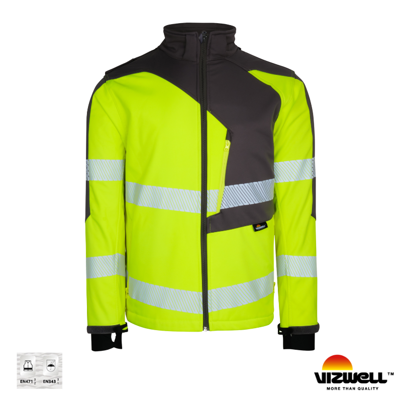 Vizwell™ Reflektörlü Softshell Model Teknik Sarı Mont  (VWJK267)