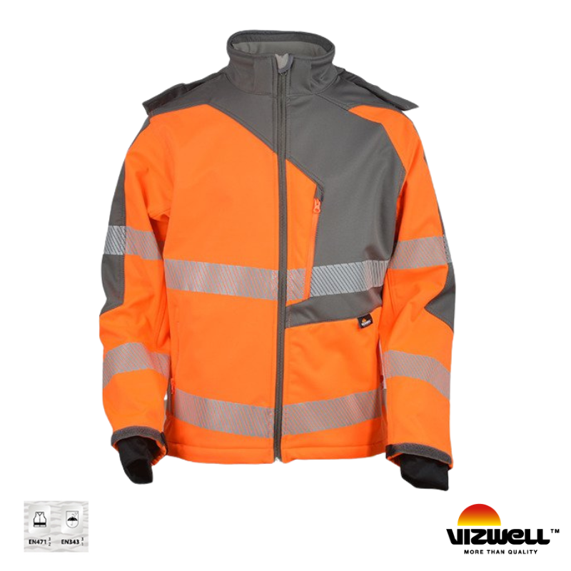 Vizwell™ Reflektörlü Softshell Model Teknik Turuncu Mont  (VWJK267)