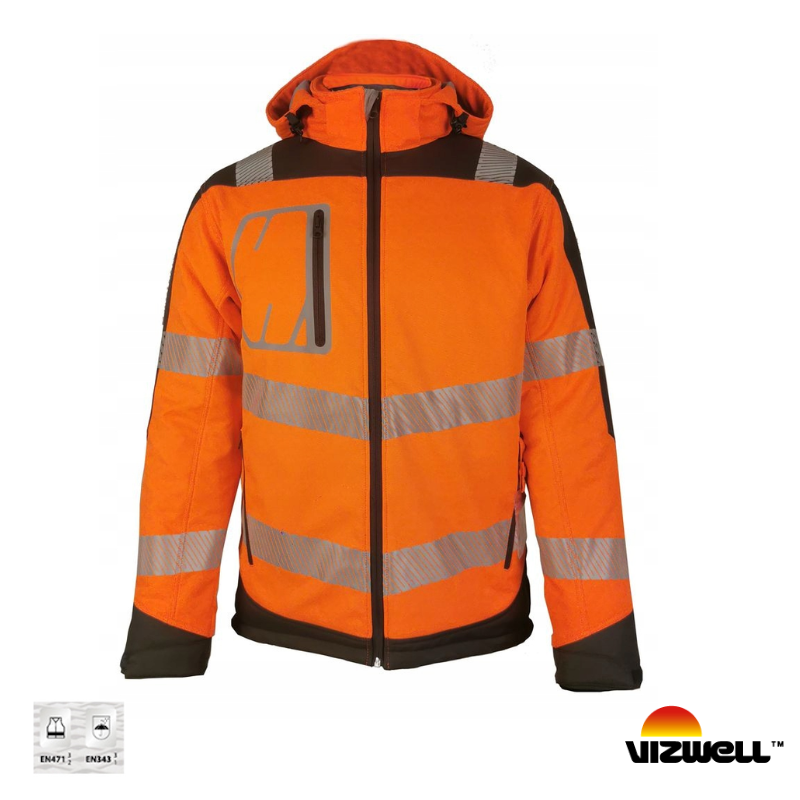 Vizwell™ Reflektörlü Termal Softshell Model Turuncu Mont (VWJK268)