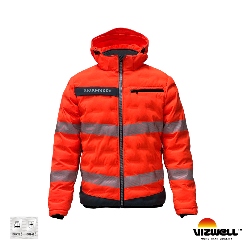 Vizwell™ VWJK517 Reflektörlü Teknik Dolgulu Tasarım Turuncu Mont