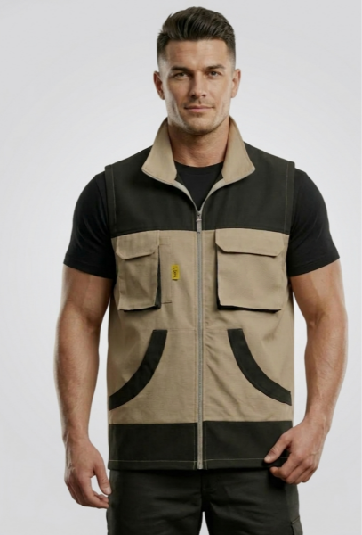 Gülep Çok Cepli Harman Kumaş İşçi Yeleği – Dayanıklı ve Fonksiyonel İş Yeleği
