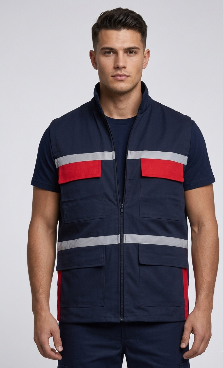 Gülep %100 Pamuk Likralı İşçi Yeleği – 4 Kapaklı Cep ve Yan Cepli Konforlu Yelek