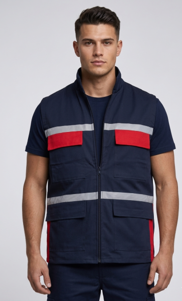 Gülep %100 Pamuk Likralı İşçi Yeleği – 4 Kapaklı Cep ve Yan Cepli Konforlu Yelek