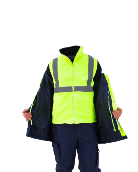 5+1 ŞANTİYE KABANI - İÇİ ÇIKMALI KABAN SARI-LACİVERT PARKA