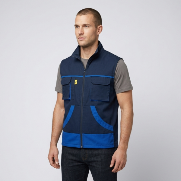 Gülep Profesyonel İş Yeleği %100 Pamuk Likralı Telsiz ve Tabanca Cepli