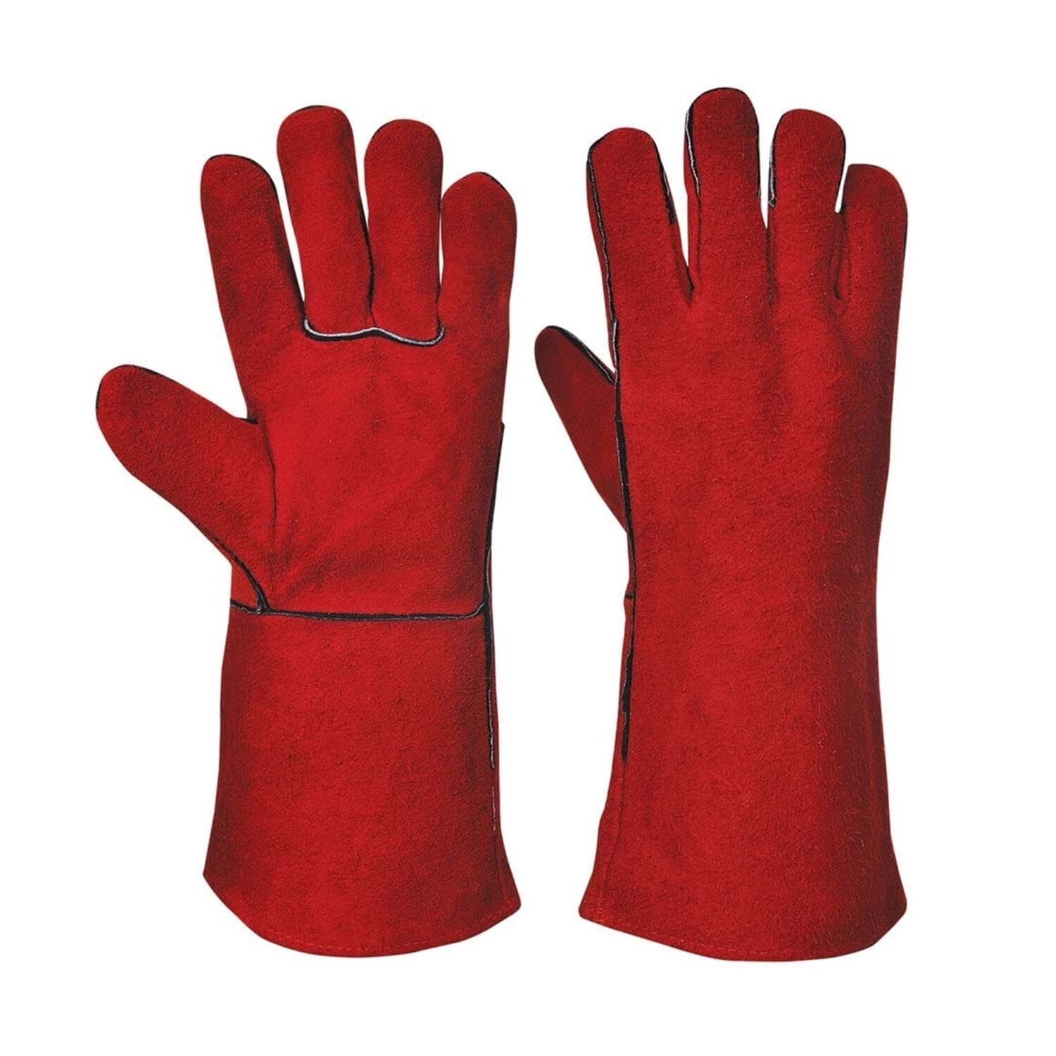 Kırmızı Deri Kaynakçı Eldiveni