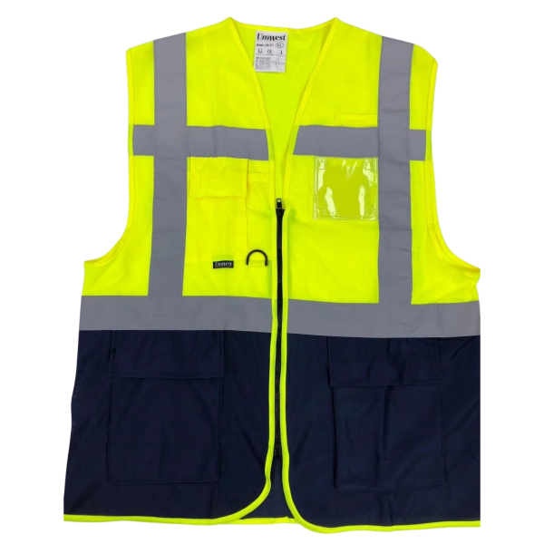 Uniwest UW-216 Cepli Mühendis Yönetici Yeleği Sarı Lacivert