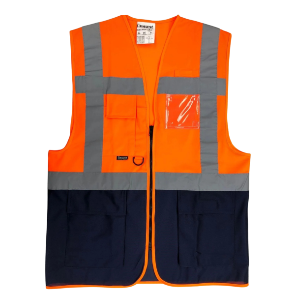 Uniwest UW-216 Cepli Mühendis Yönetici Yeleği Turuncu Lacivert