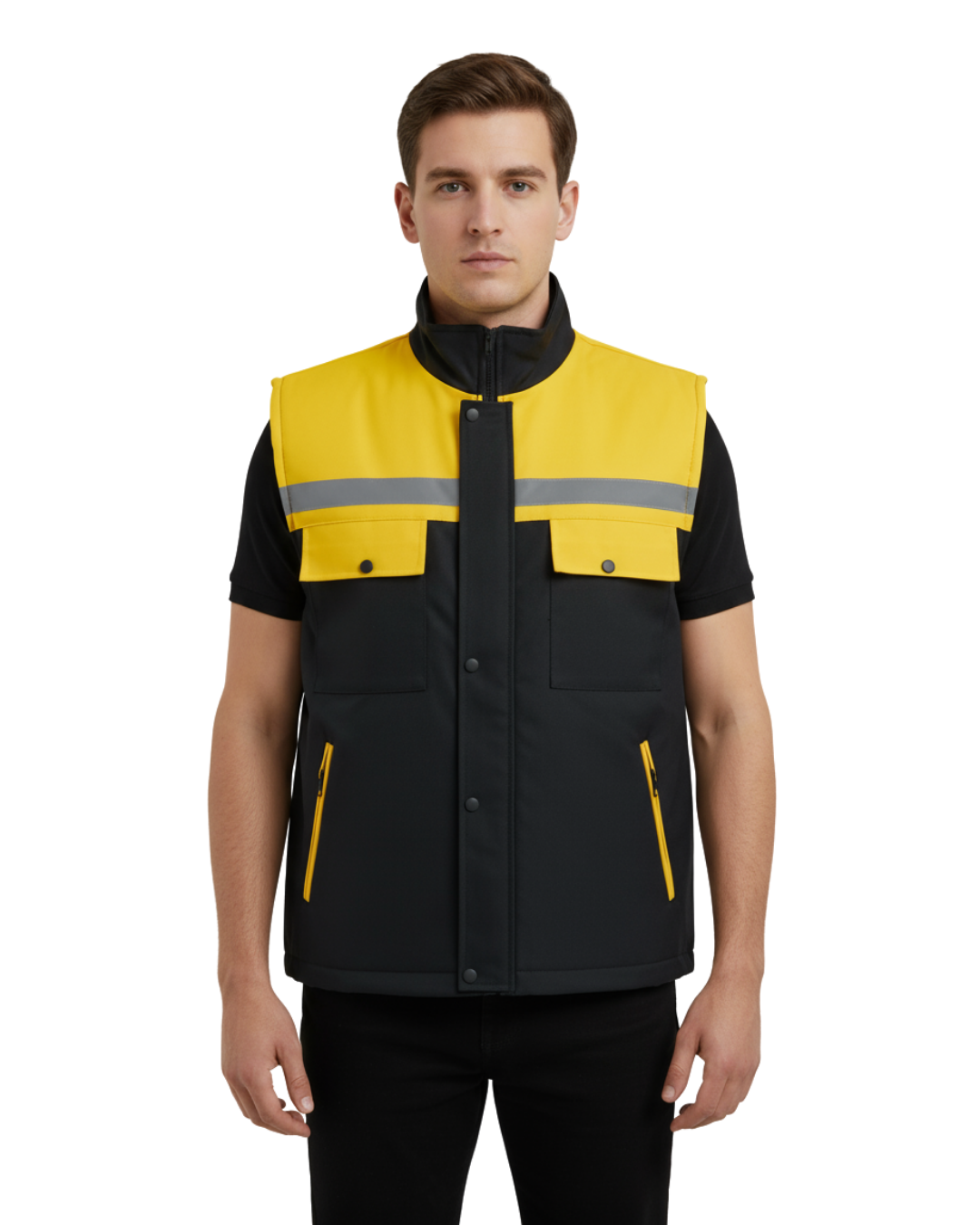 7x7 Kapitone Yelek Siyah- Sarı