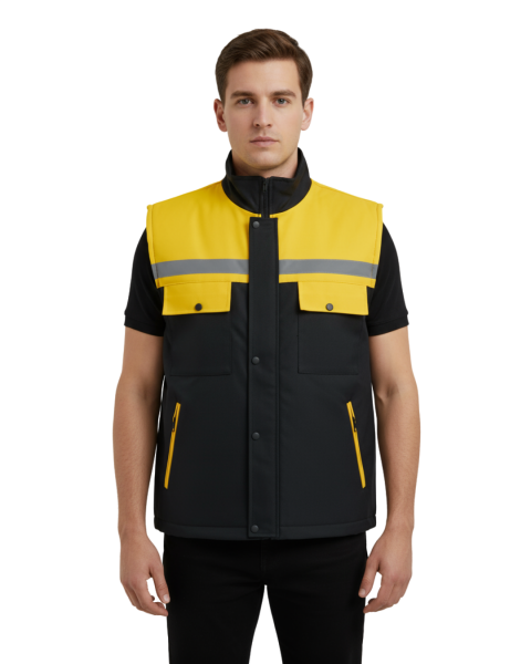 7x7 Kapitone Yelek Siyah- Sarı