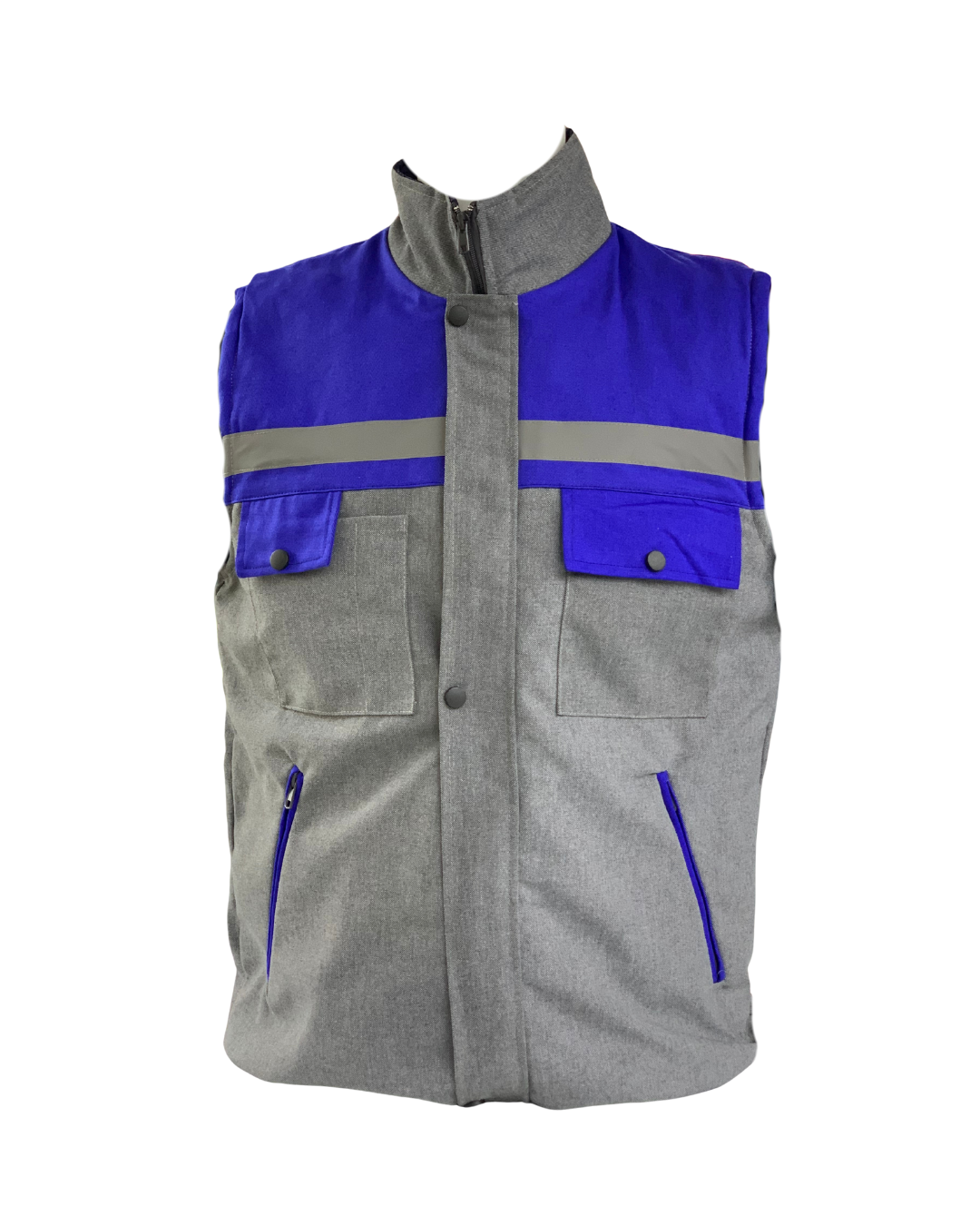 7x7 Kapitone Yelek Gri- Mavi