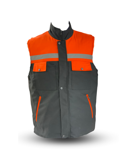 7x7 Kapitone Yelek Siyah- Turuncu