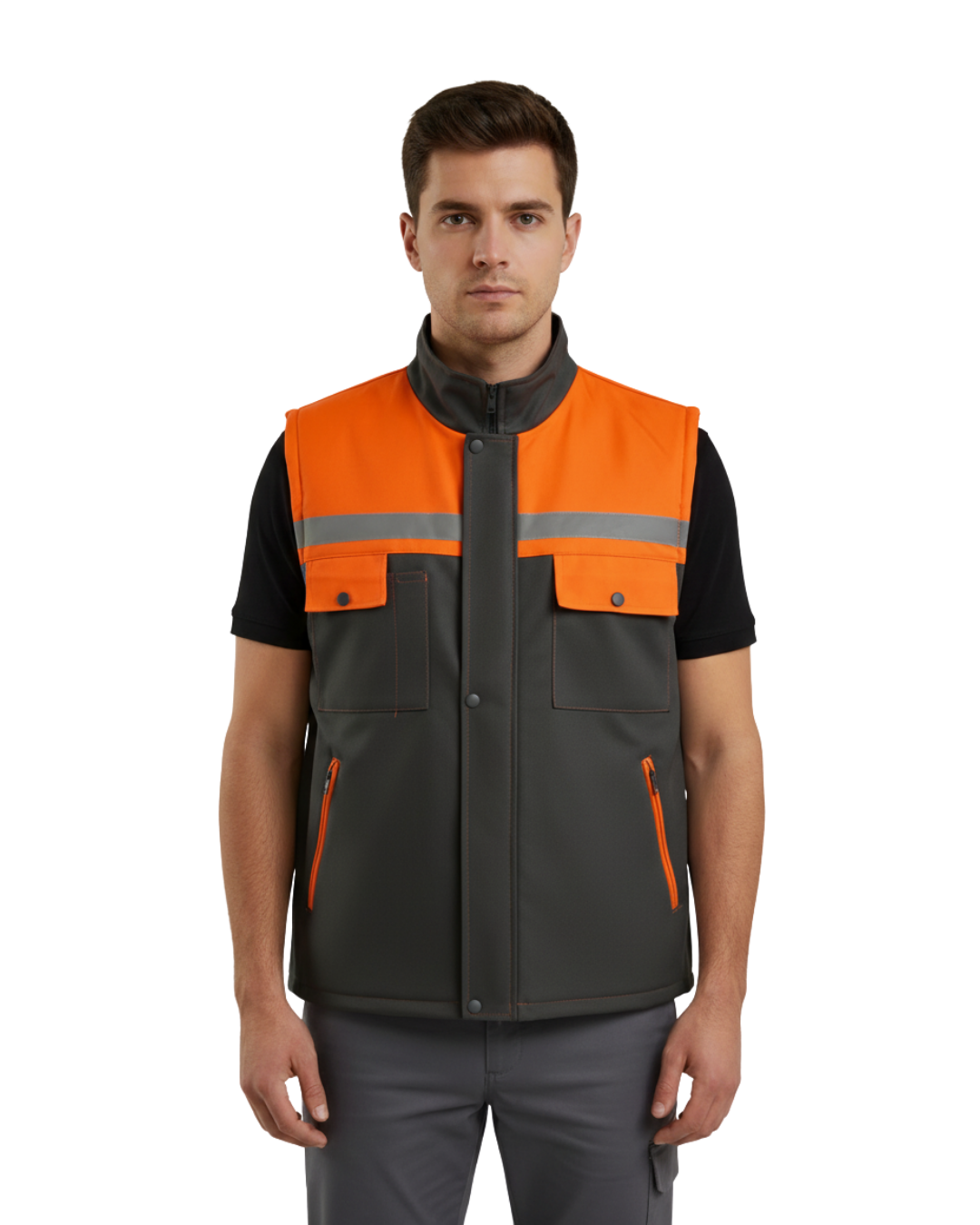 7x7 Kapitone Yelek Siyah- Turuncu