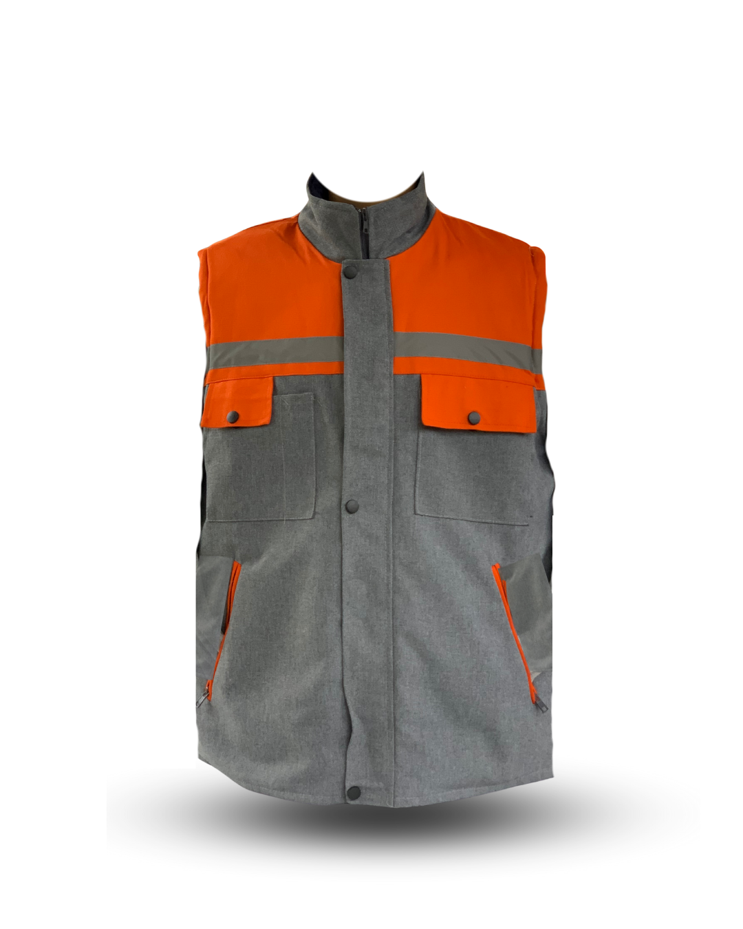 7x7 Kapitone Yelek Gri- Turuncu