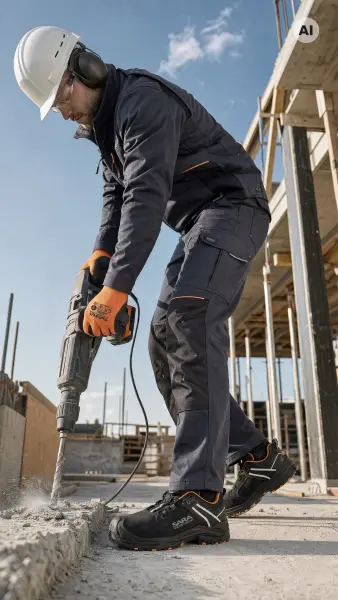 Sara Workwear Cottonflex Esnek İş Pantolonu Siyah Koyu Gri