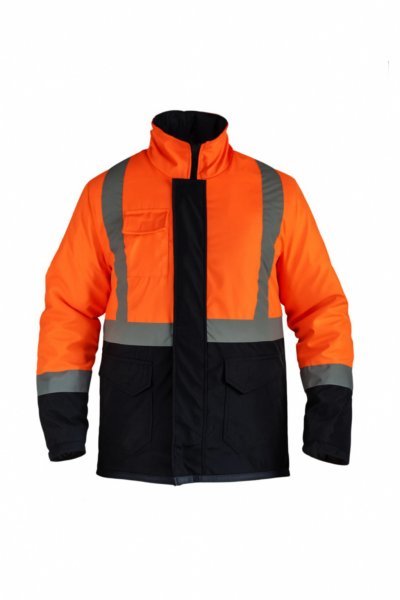 Reflektörlü Oxford Parka Turuncu Lacivert İş Montu