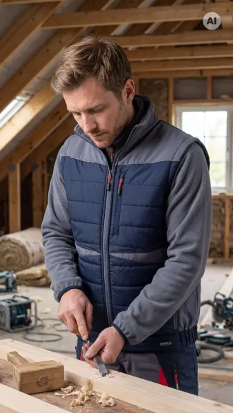 Sara Workwear Comfort Plus Hibrit İş Yeleği Mavi Antrasit