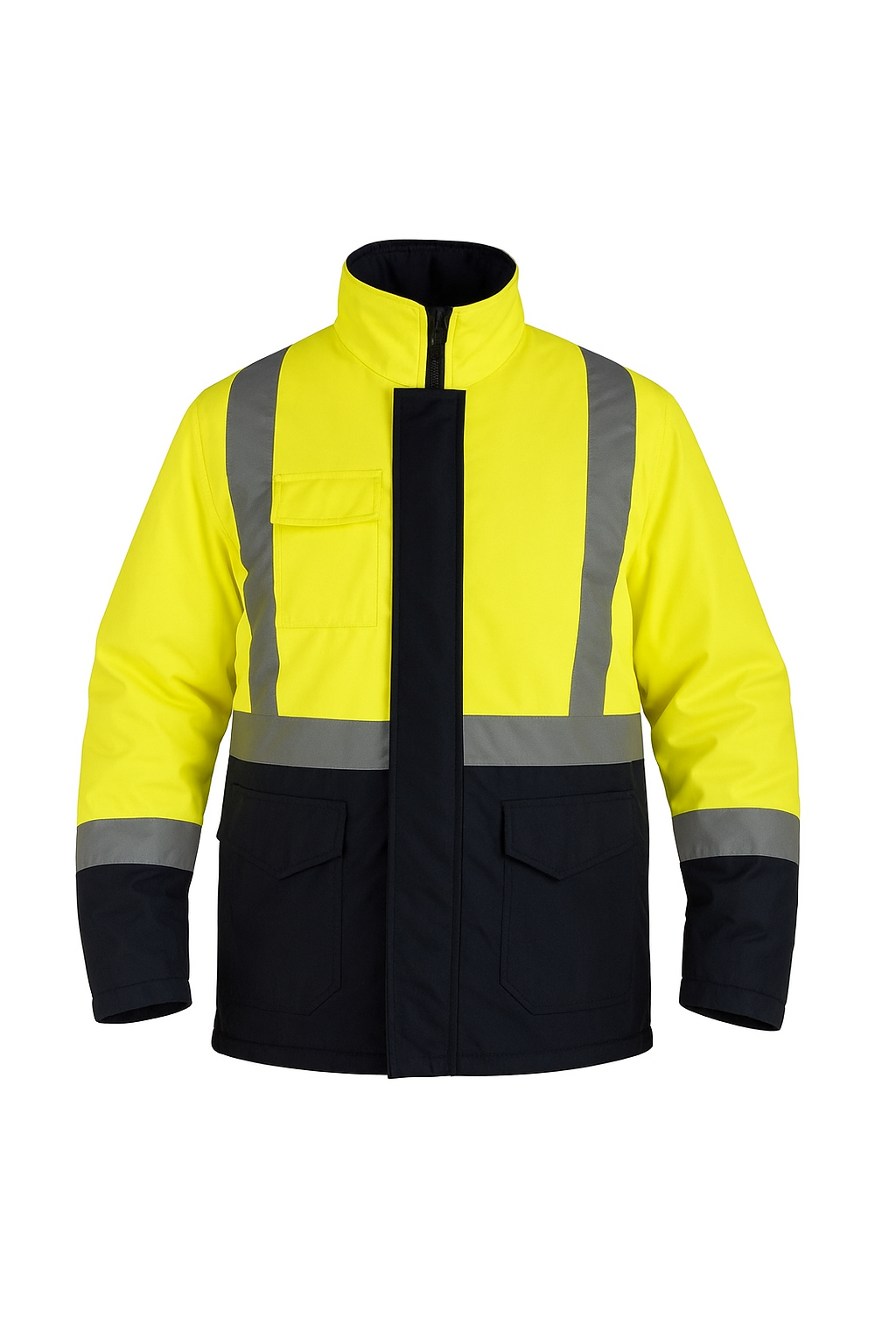 Reflektörlü Oxford Parka Sarı Lacivert İş Montu