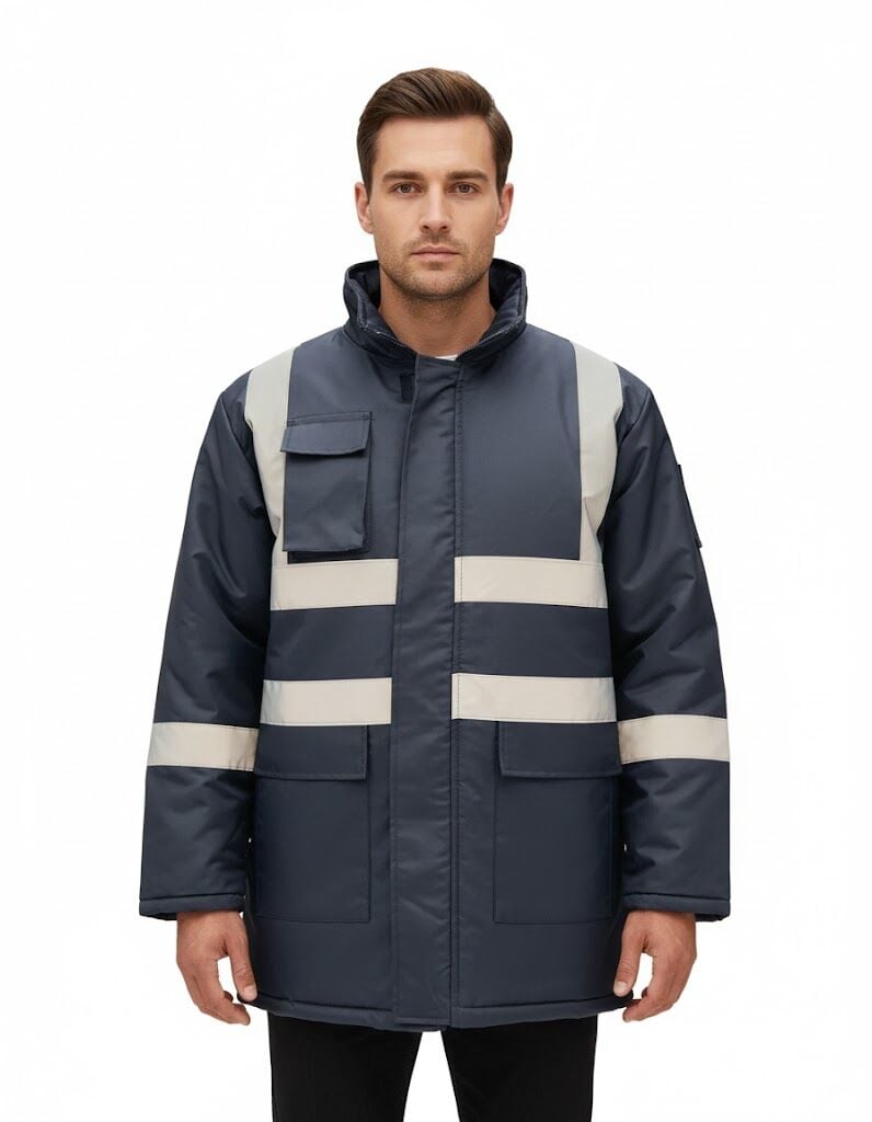 Reflektörlü Oxford Parka Lacivert İş Montu