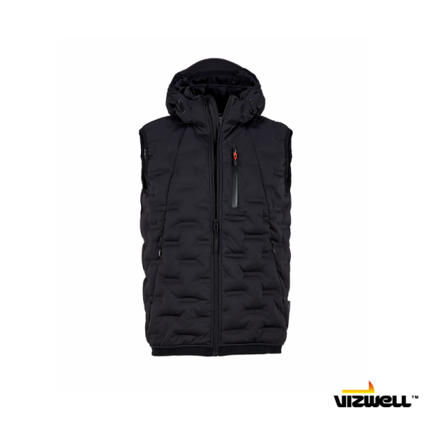 Vizwell VWJK871 Dolgulu Su Geçirmez Siyah İş Yeleği