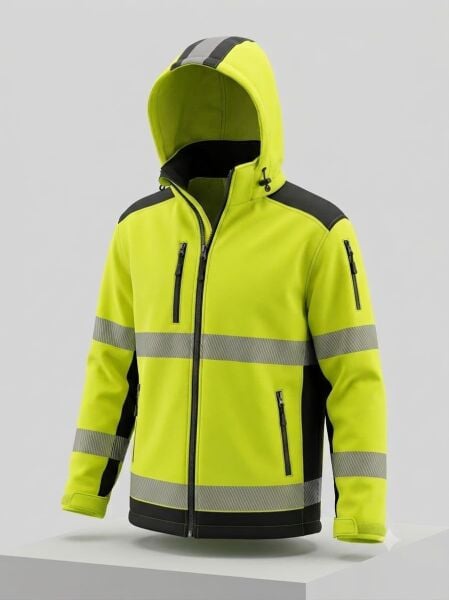 Gülep Reflektörlü Softshell İş Montu – Sarı , Kapüşonlu