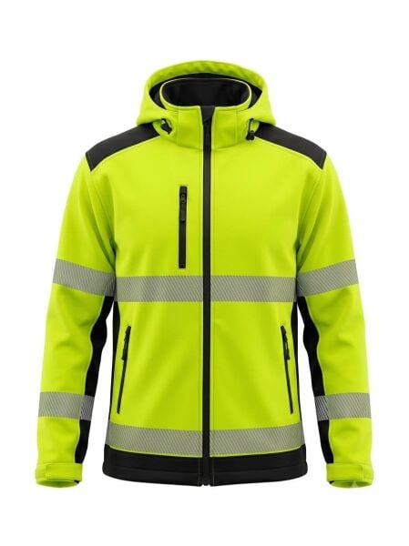 Gülep Reflektörlü Softshell İş Montu – Sarı , Kapüşonlu
