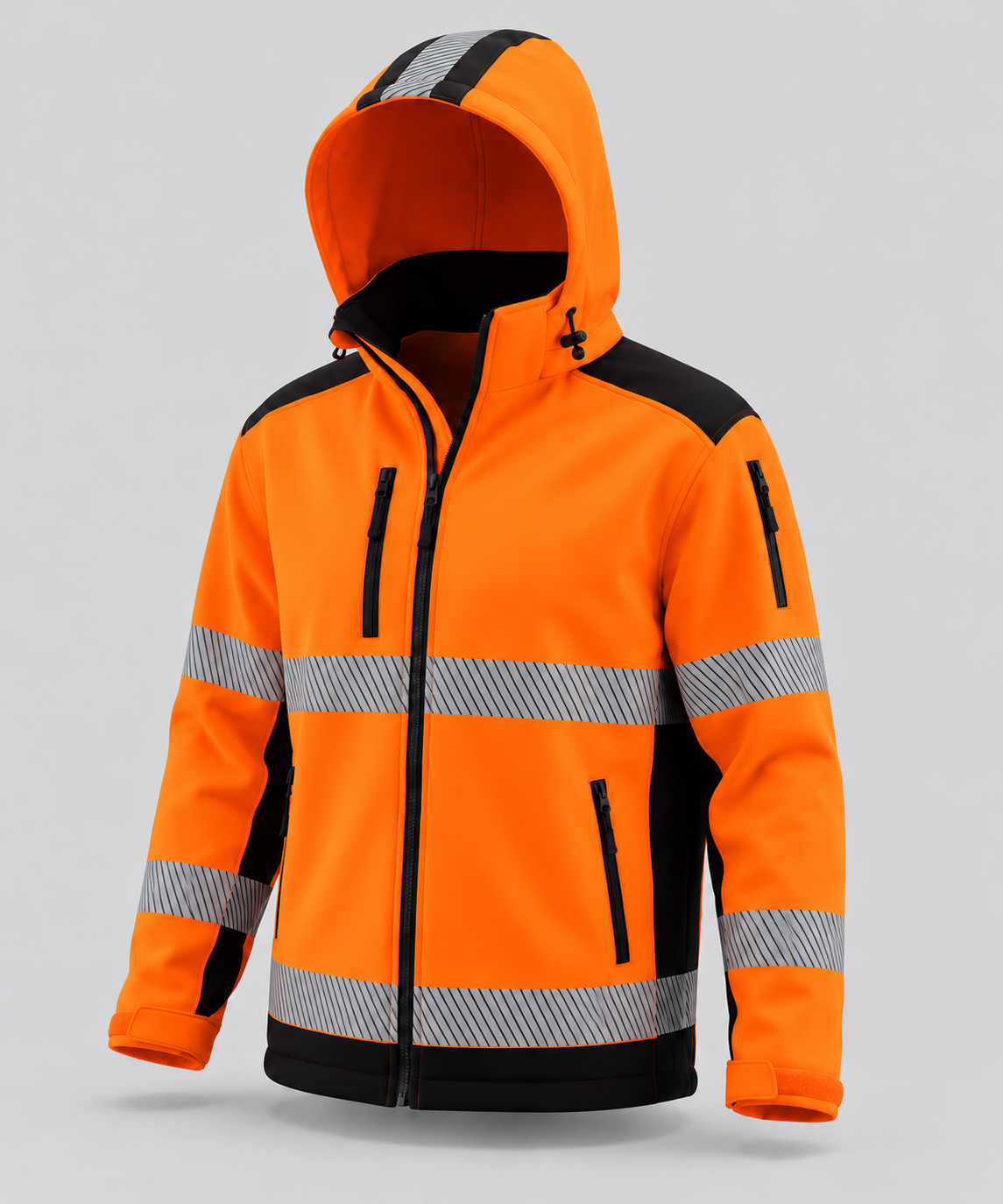 Gülep Reflektörlü Softshell İş Montu – Turuncu, Kapüşonlu