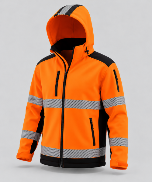 Gülep Reflektörlü Softshell İş Montu – Turuncu, Kapüşonlu