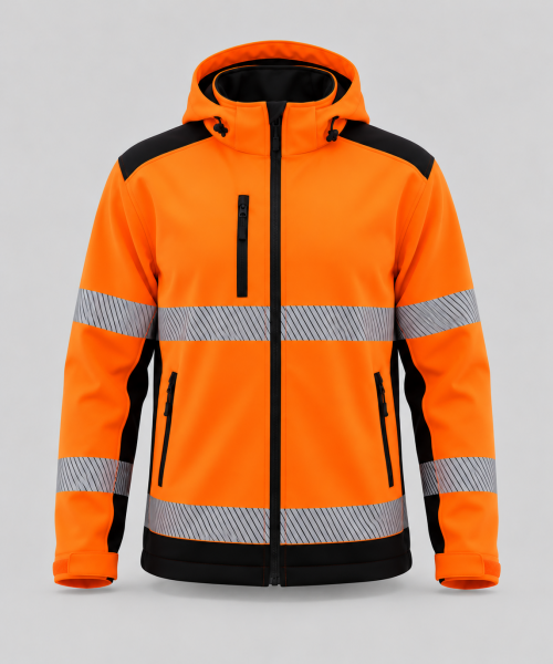 Gülep Reflektörlü Softshell İş Montu – Turuncu, Kapüşonlu