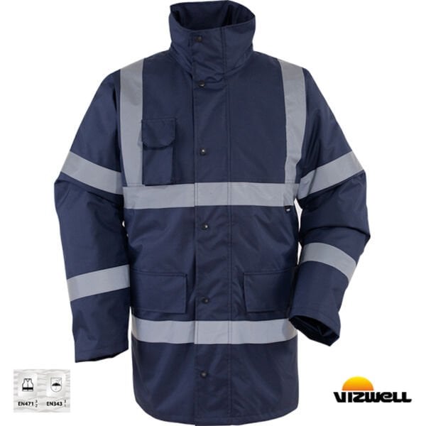 Vizwell™ 300 D Oxford Reflektörlü İçi Kapitoneli Lacivert Parka (VWJK01/N)