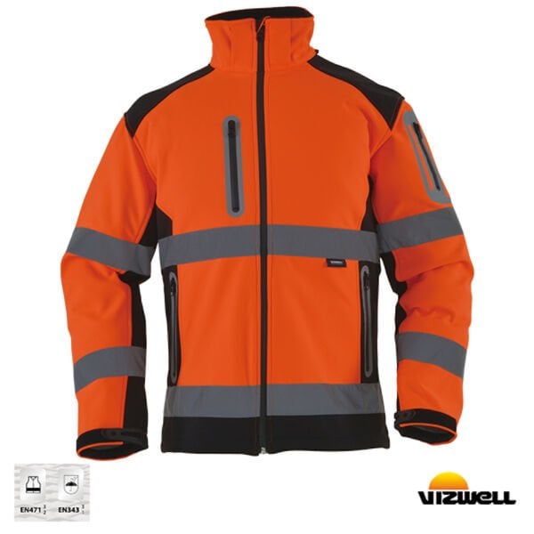 Vizwell™ Softshell Reflektörlü Turuncu Mont (VWJK177)