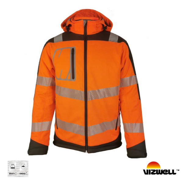 Vizwell™ Reflektörlü Termal Softshell Model Turuncu Mont (VWJK268)