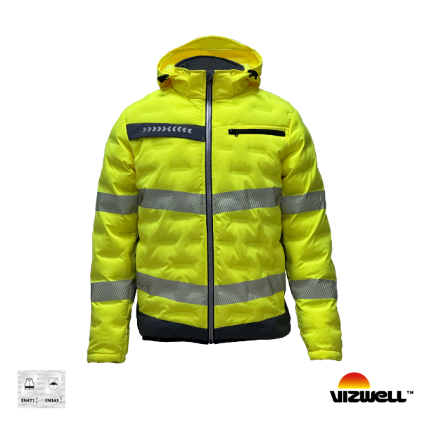 Vizwell™ Reflektörlü Teknik Dolgulu Tasarım Sarı Mont (VWJK517)
