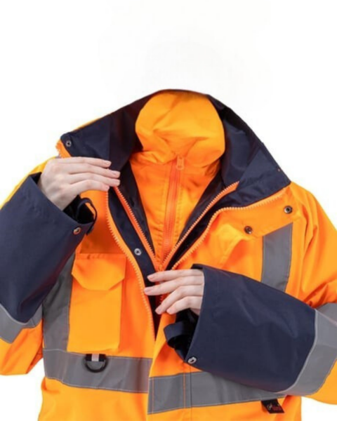 5+1 ŞANTİYE KABANI - İÇİ ÇIKMALI KABAN TURUNCU-LACİVERT PARKA