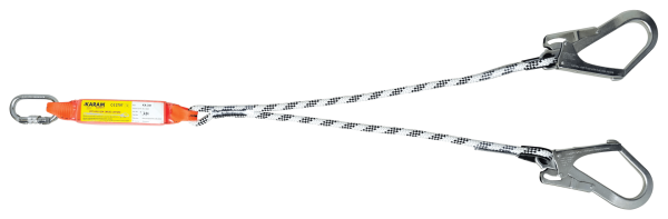 Karam Çift Kol Şok Emicili Lanyard Statik Halatlı Karabinalı Büyük Kancalı KA341