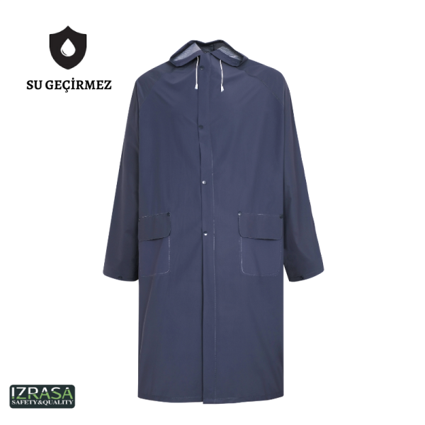 IZRASA™ NM05 – Astarlı 32 MM PVC Kumaş Lacivert Yağmurluk